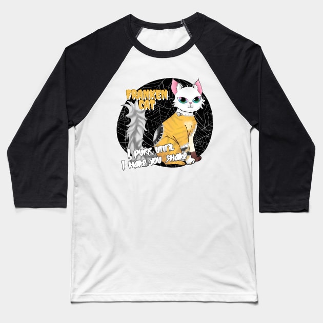Frankencat, the purrfect Halloween pet Baseball T-Shirt by AranisuDrawings